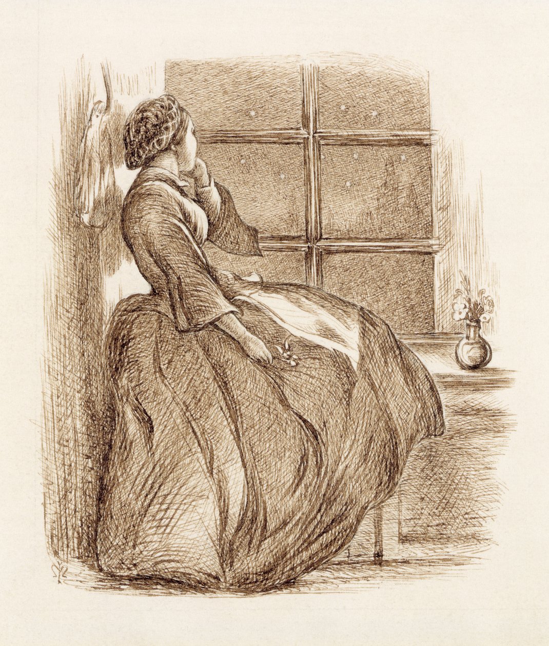 Kayıp Aşk, c.1859 (kalem ve mürekkep) by John Everett Millais