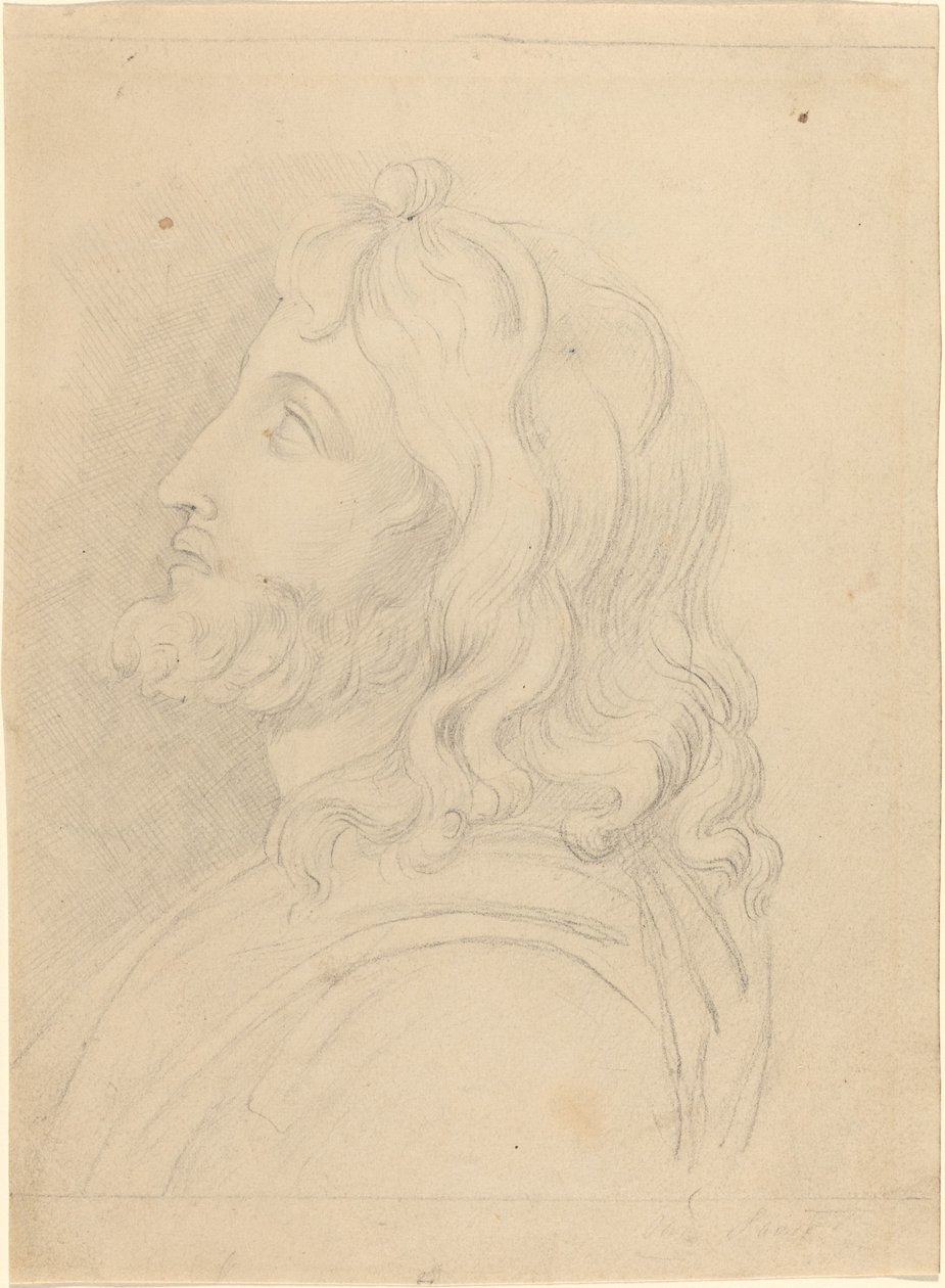 Yukarıya Bakarken Sakallı Bir Adamın Büstü by John Flaxman
