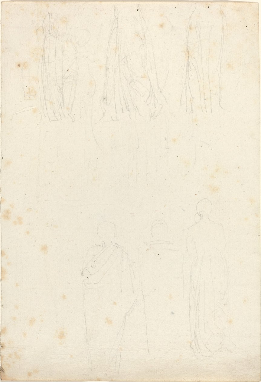 Pelerinli Figürler Çalışmaları Sayfası by John Flaxman