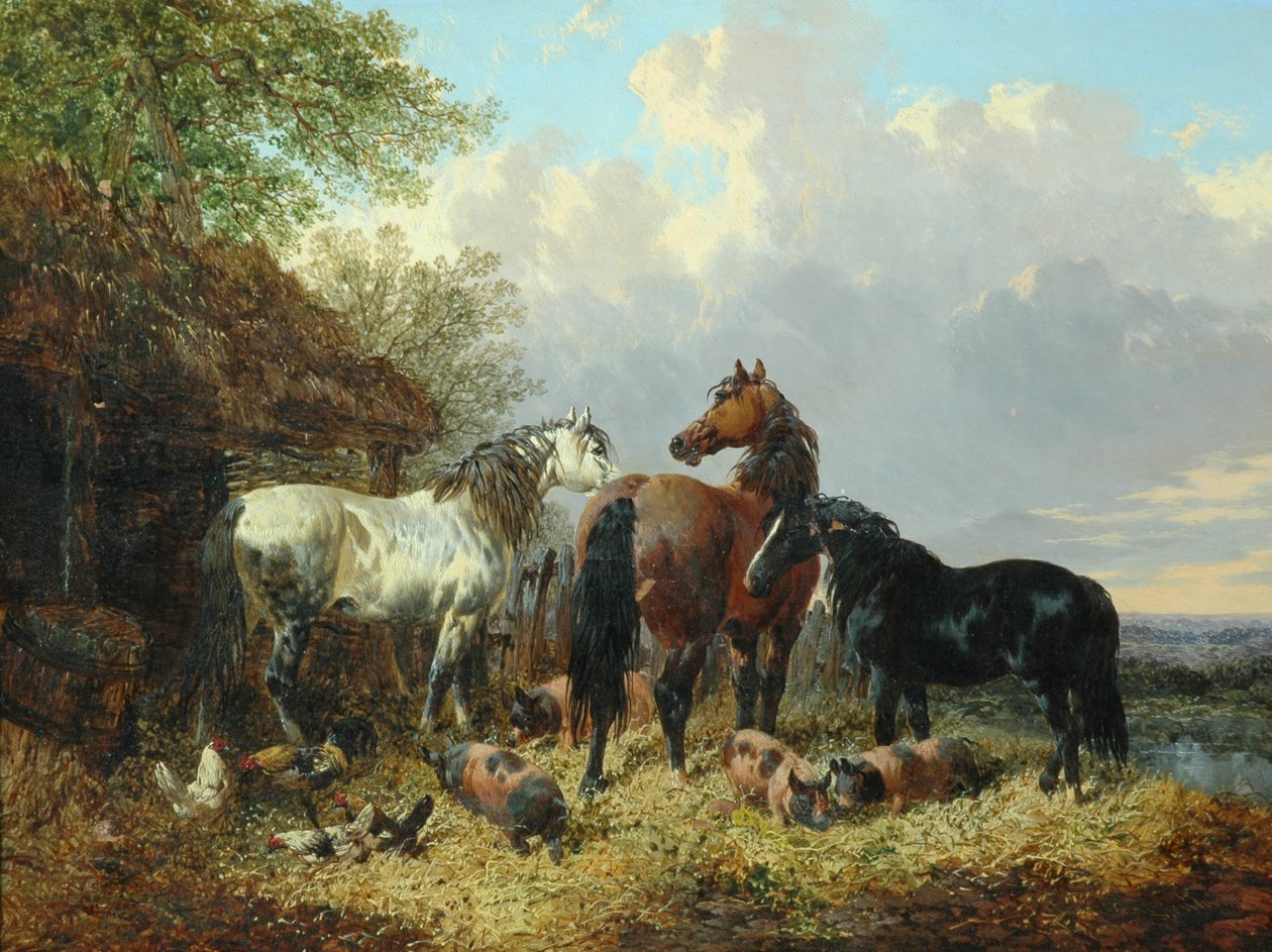 Domuzlarla Üç At by John Frederick Herring Junior