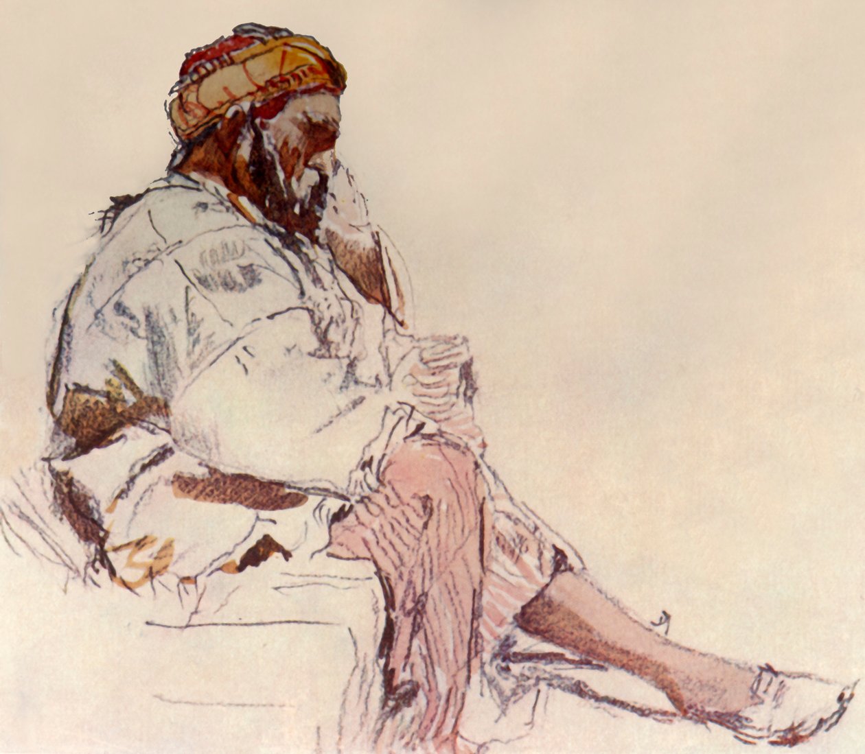 Oturan Suriyeli Köylü: Profilde, 1902. by John Fulleylove