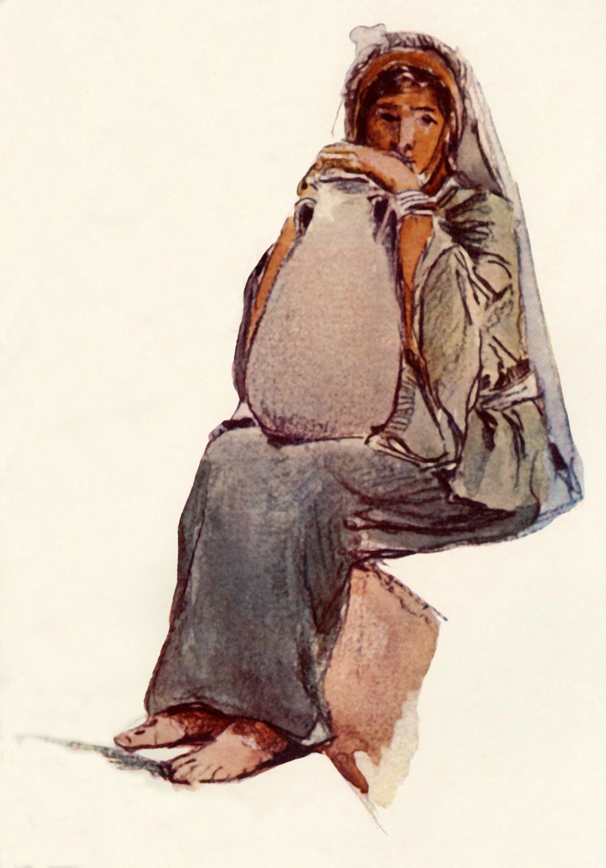 Su Taşıyıcı Oturan Figür, Kudüs, 1902. by John Fulleylove