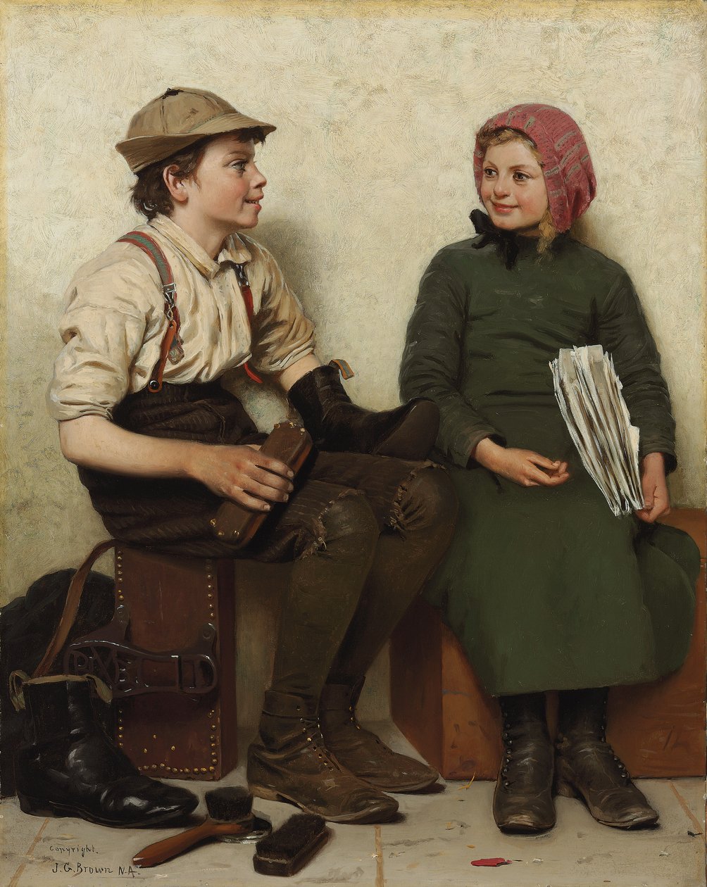 Baş başa, c.1888-1890 by John George Brown