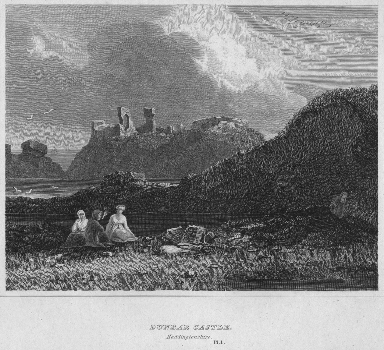 Dunbar Kalesi, Haddingtonshire, 1814 by John Greig
