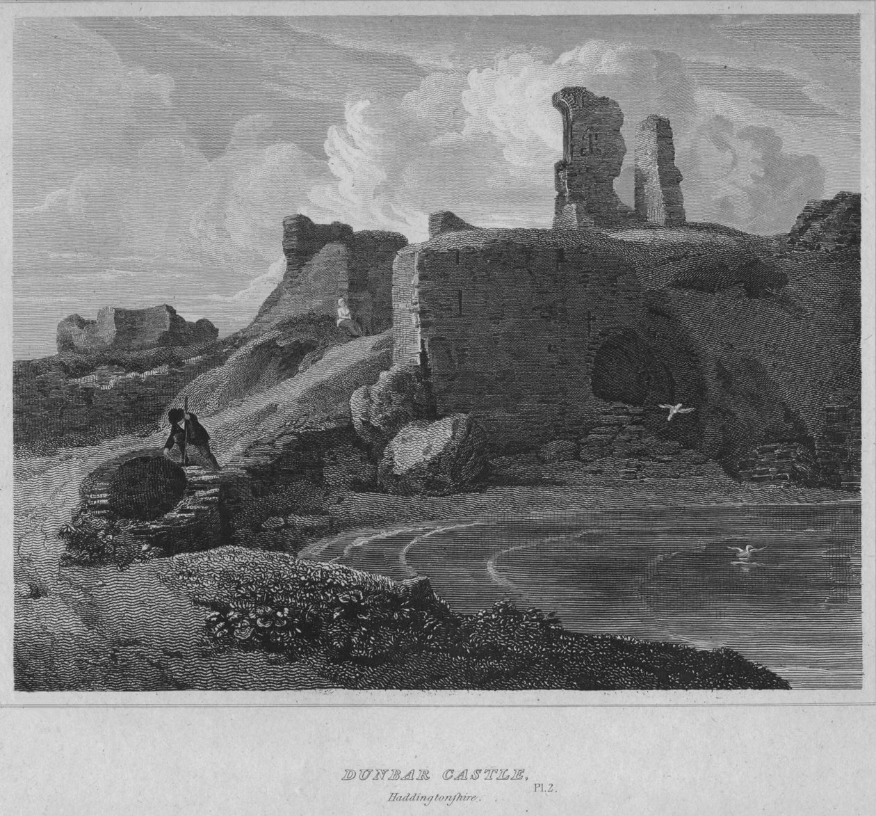 Dunbar Kalesi, Haddingtonshire, 1814 by John Greig
