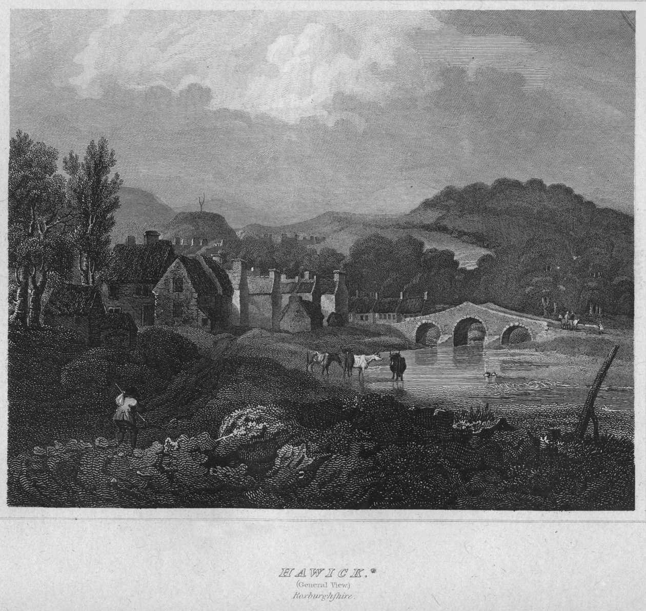 Hawick. Genel görünüm. Roxburghshire, 1814 by John Greig