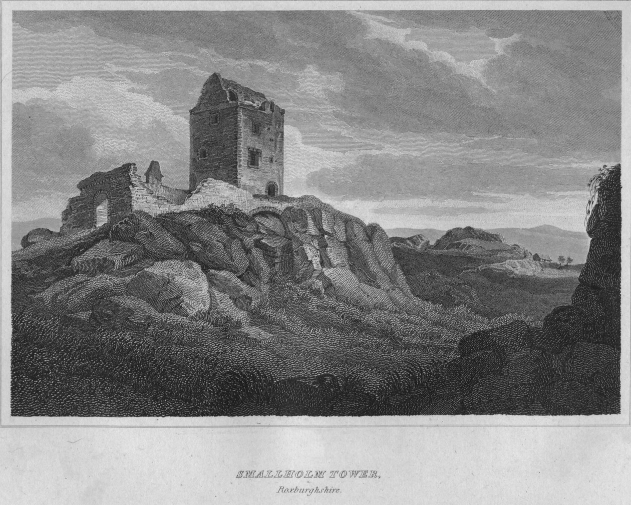 Smallholm Kulesi, Roxburghshire, 1814 by John Greig