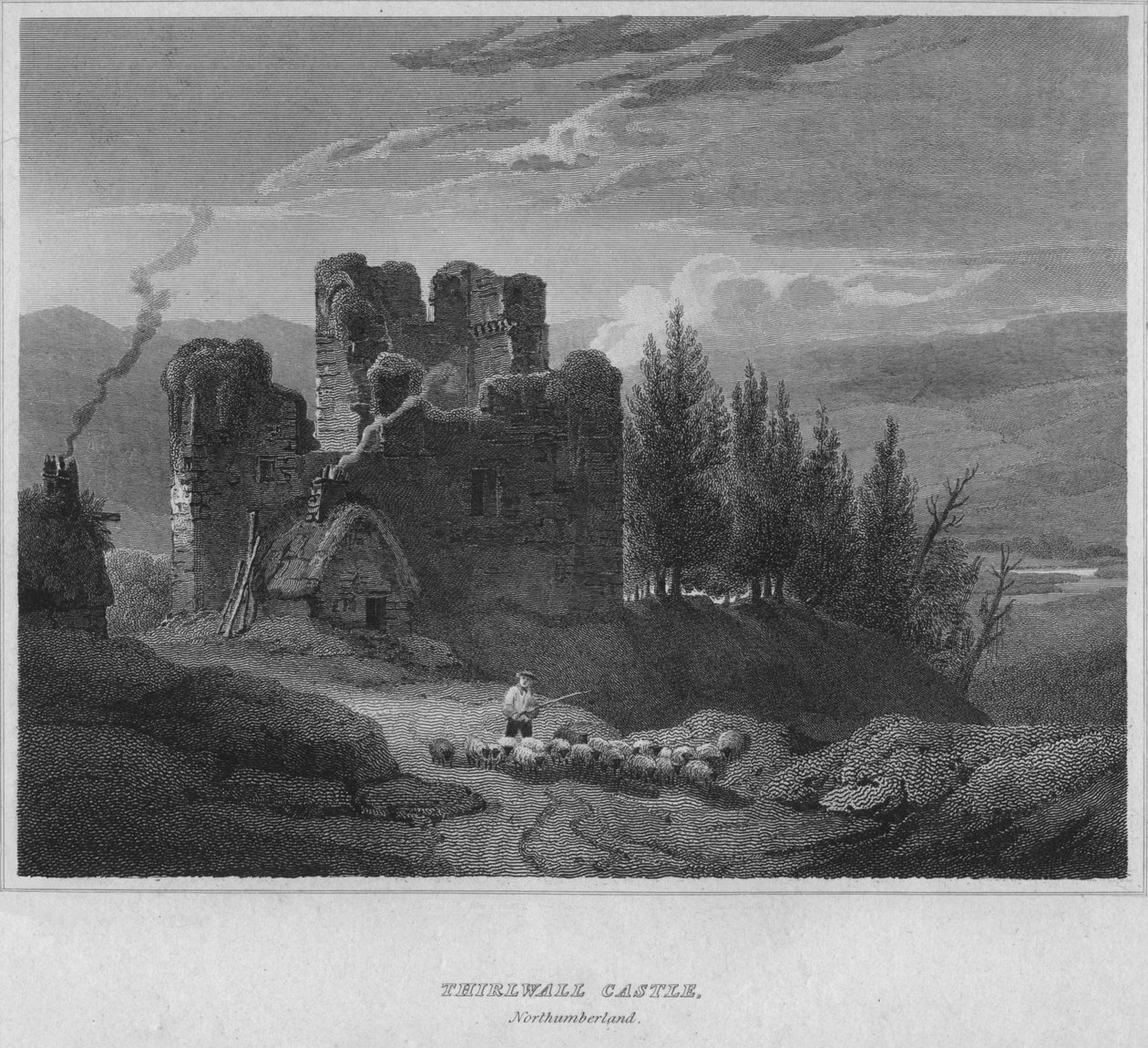 Thirlwall Kalesi, Northumberland, 1814 by John Greig