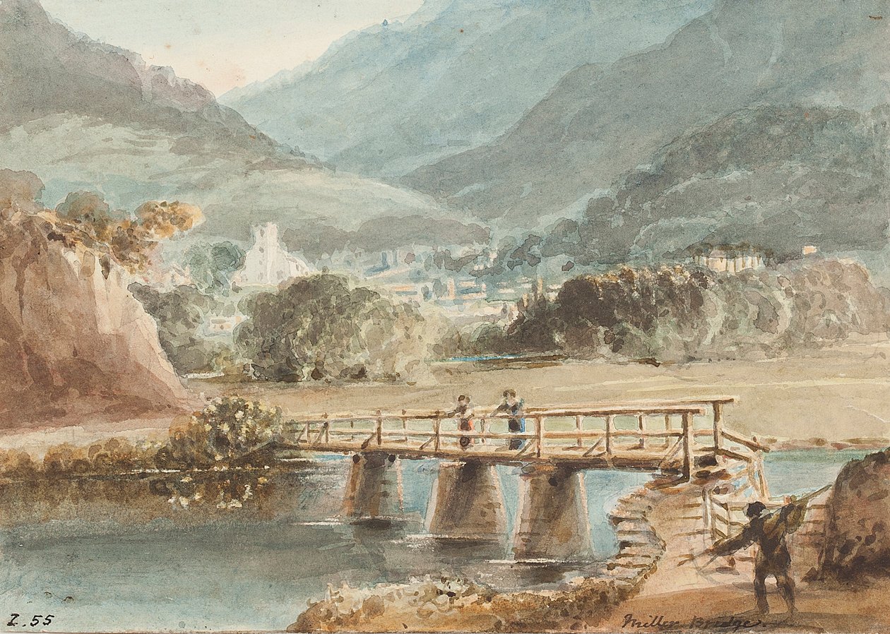 Eski Miller Köprüsü, 1843 (kağıt üzerinde wc) by John Harden