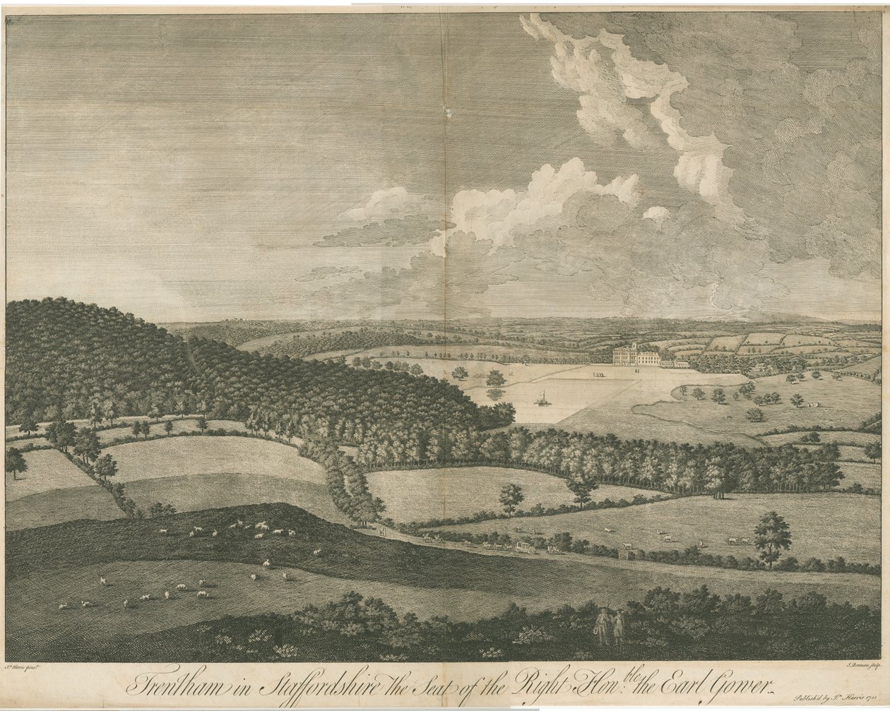 Trentham Hall: gravür, nd [c 1751] by John Harris