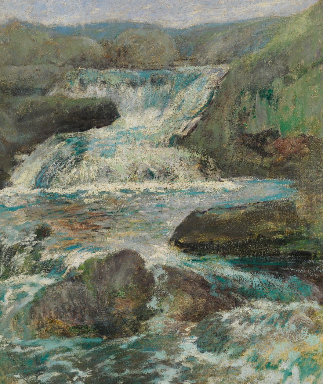 Horseneck Şelaleleri, yaklaşık 1889-1900. by John Henry Twachtman