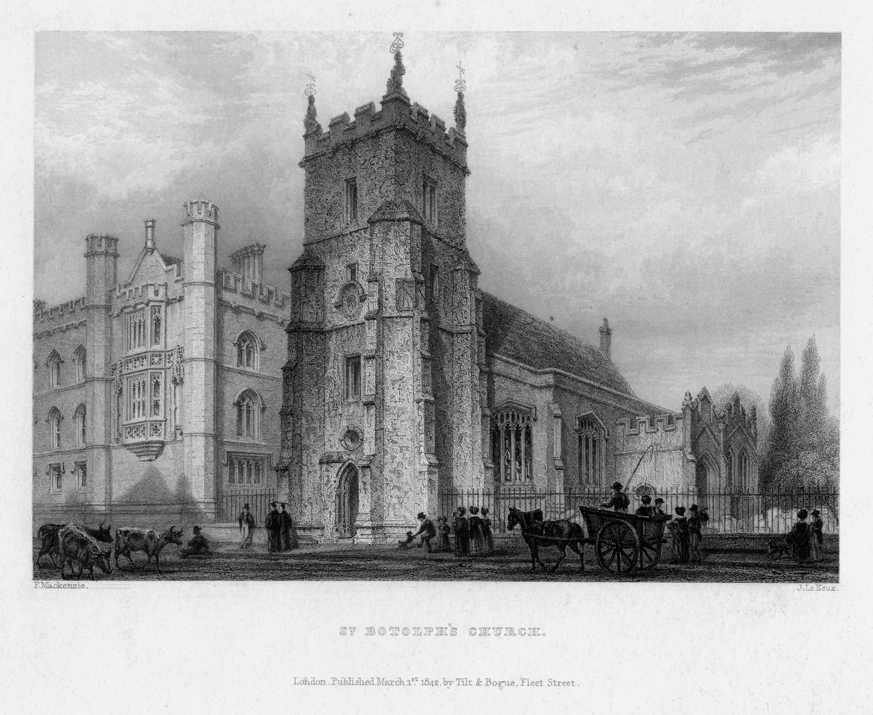 St Botolphs Kilisesi, Boston, Lincolnshire, 1842. by John Le Keux
