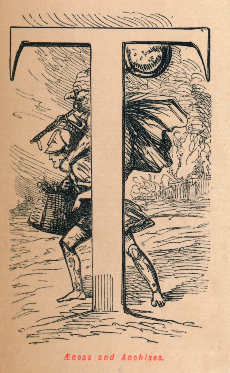 Aeneas ve Anchises, 1852 by John Leech