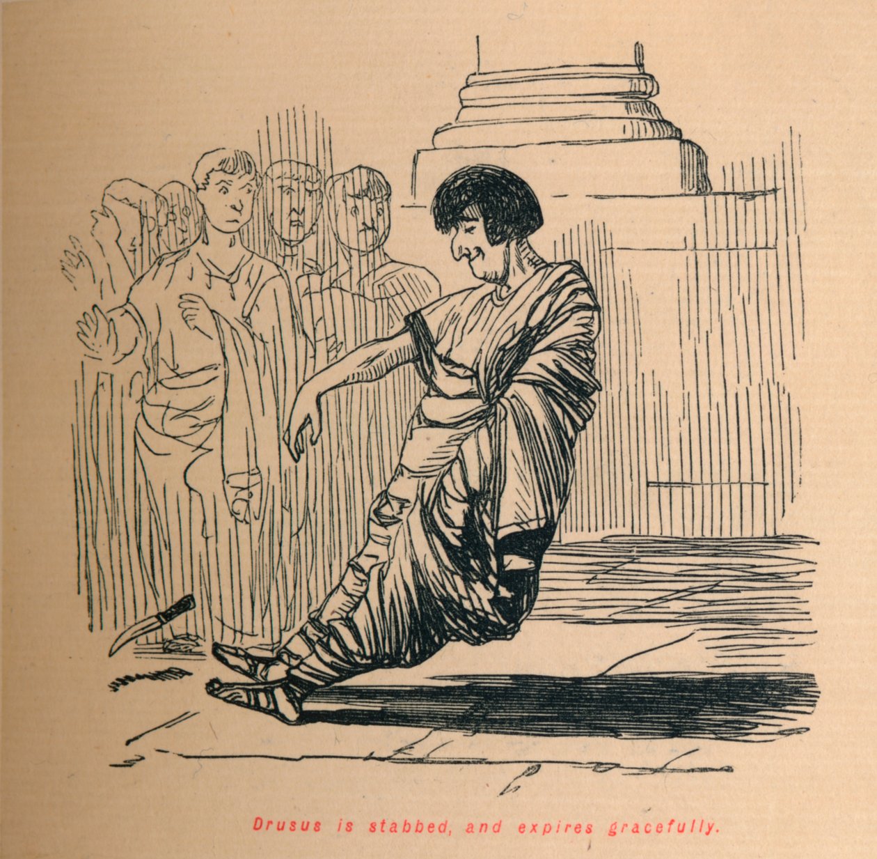 Drusus bıçaklanır ve zarif bir şekilde ölür, 1852 by John Leech