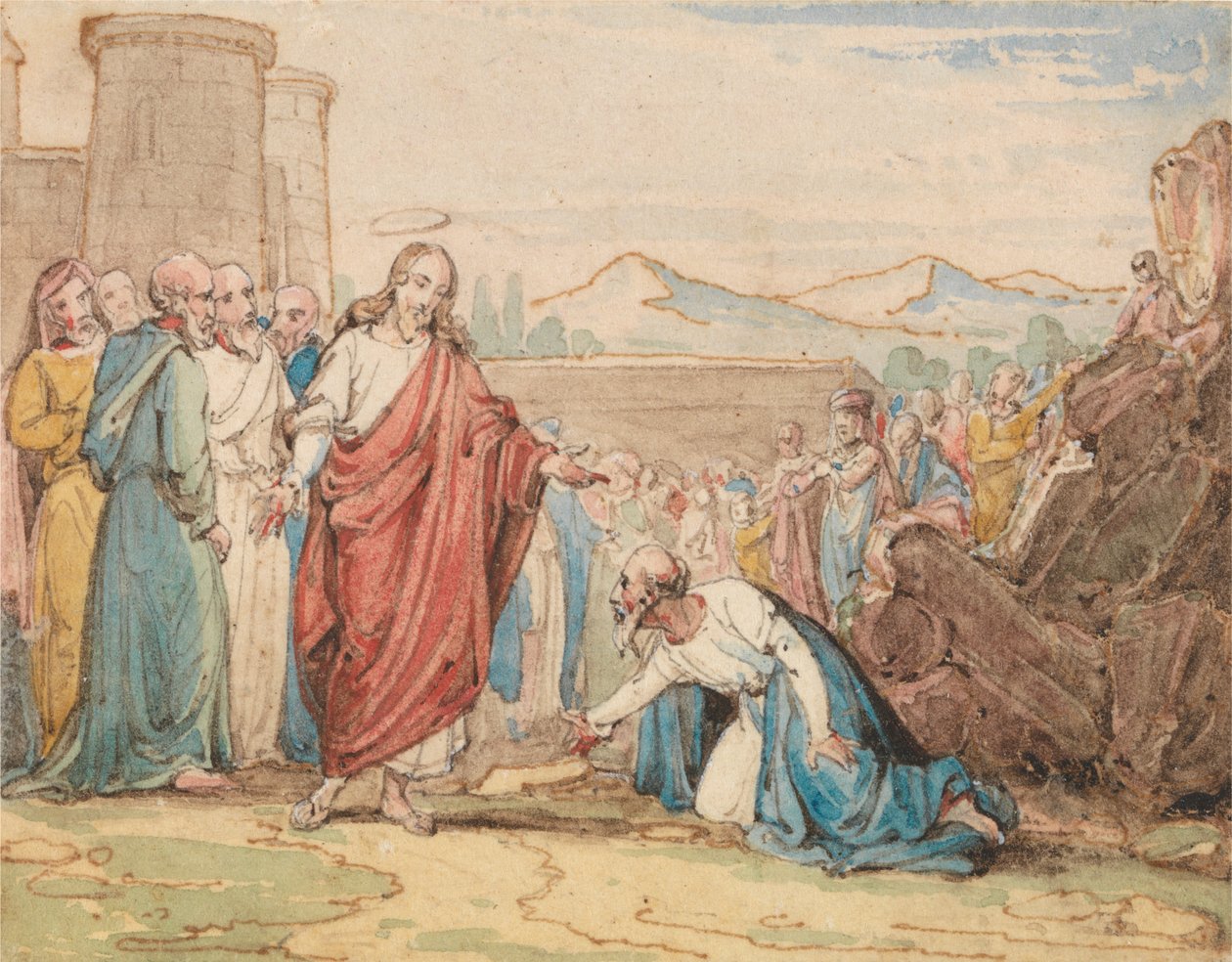 Yaşlı Bir Adam Mesih'e Dilekçe Veriyor by John Martin