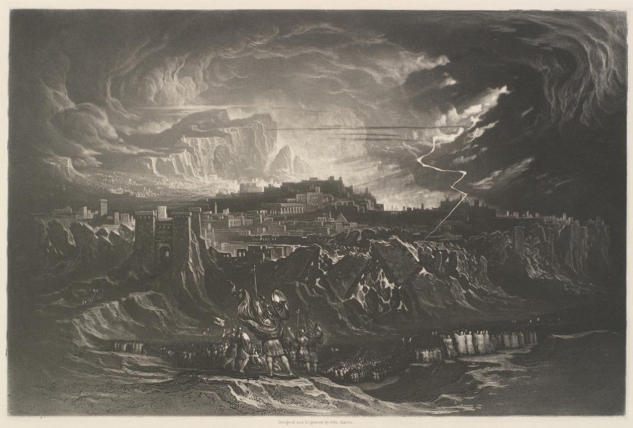 Jericho duvarlarının yıkılması by John Martin