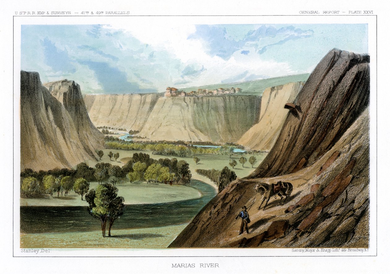 Marias Nehri, Montana, ABD, 1856. by John Mix Stanley