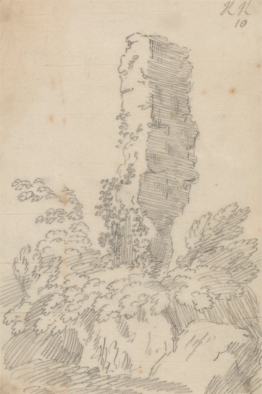 Dikey Kaya ve Ağaçlar by John Robert Cozens
