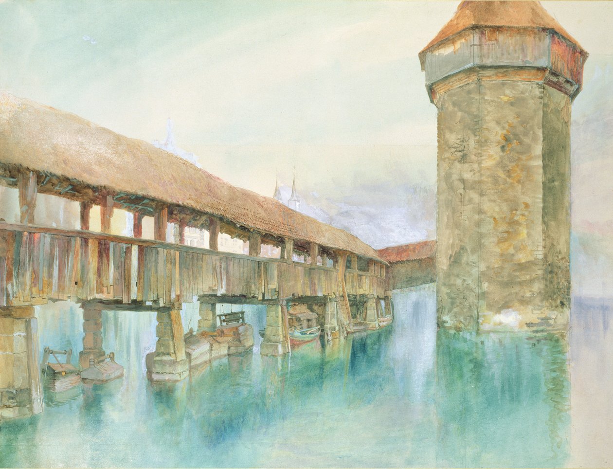 Kapelbrucke, Luzern, 19. yüzyıl by John Ruskin
