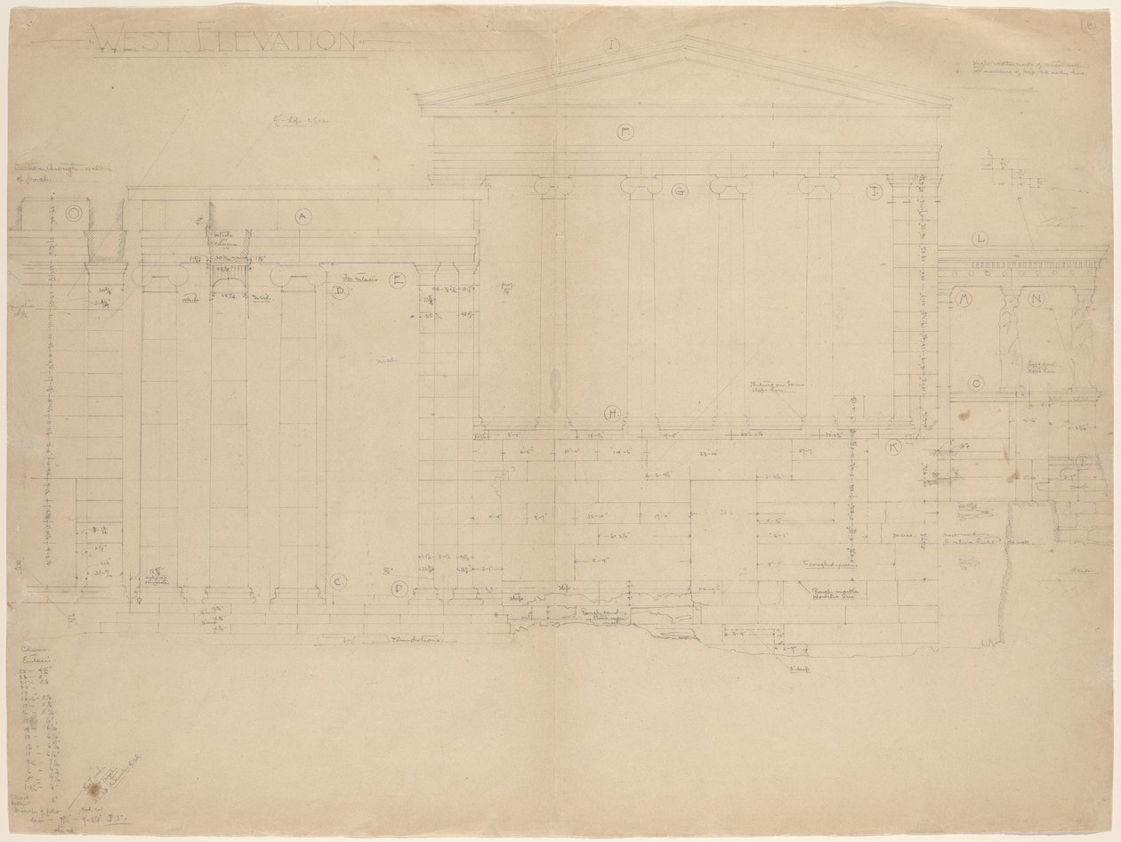 Erechtheum, Batı Yüksekliği [sol yarı] by John Russell Pope