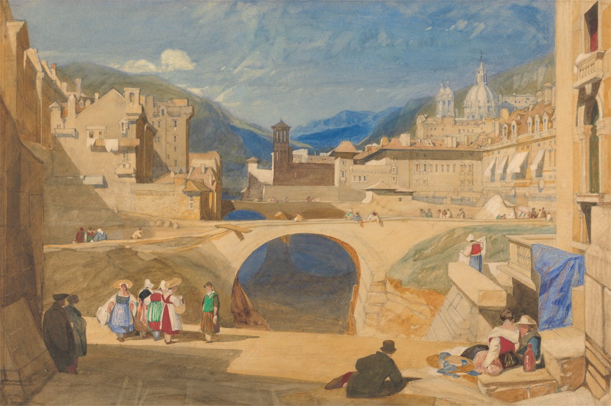 Bir Kıta Kasabasında Köprü by John Sell Cotman