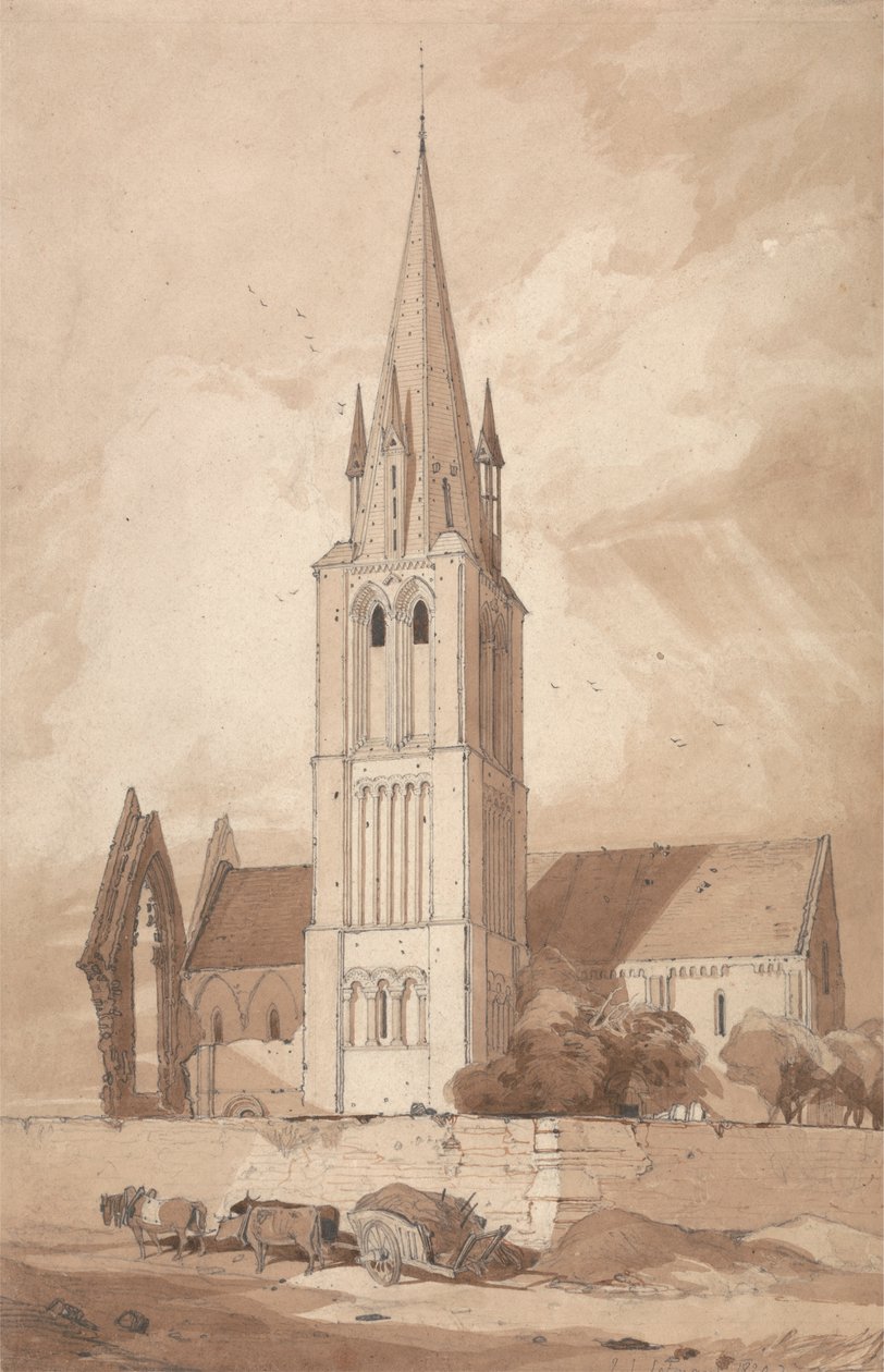 Douvres Kilisesi, Normandiya by John Sell Cotman