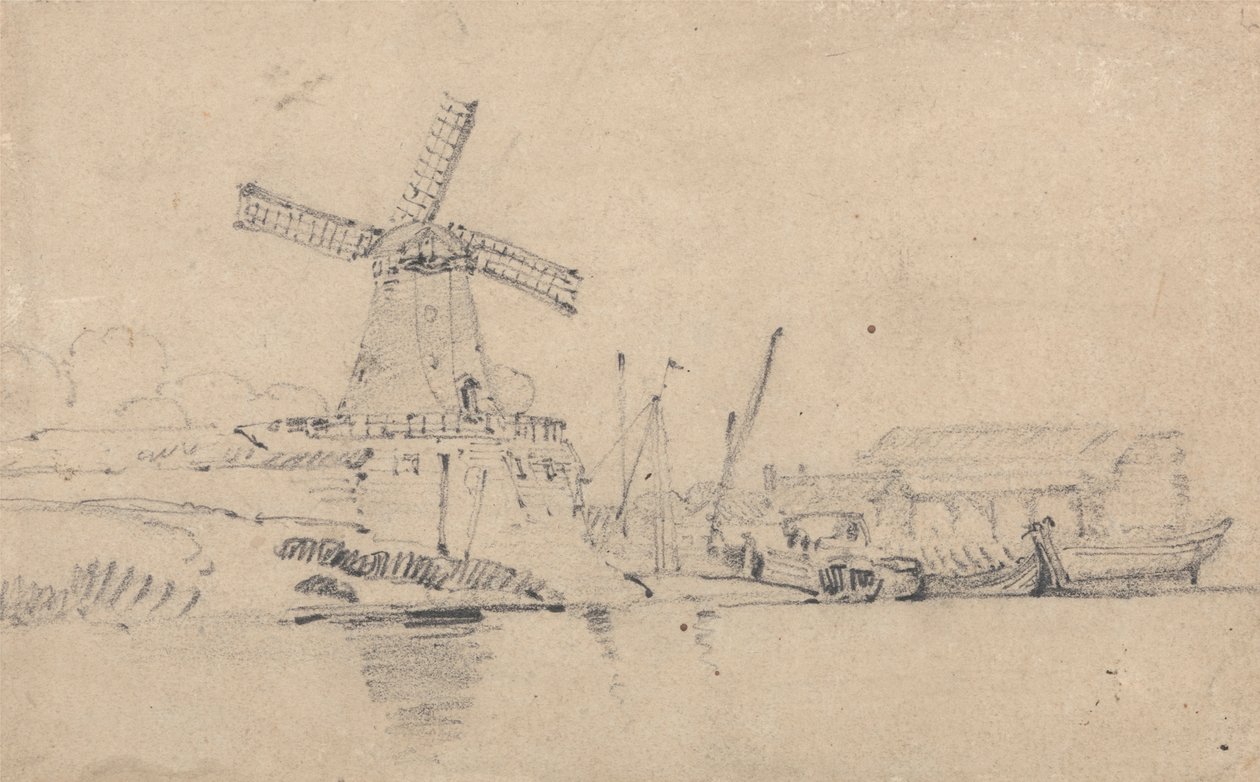 Nehir ve Yel Değirmeni by John Sell Cotman