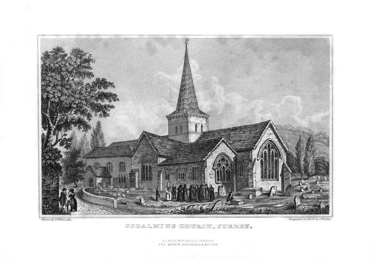 Godalming Kilisesi, Surrey, 1829. by John Shury