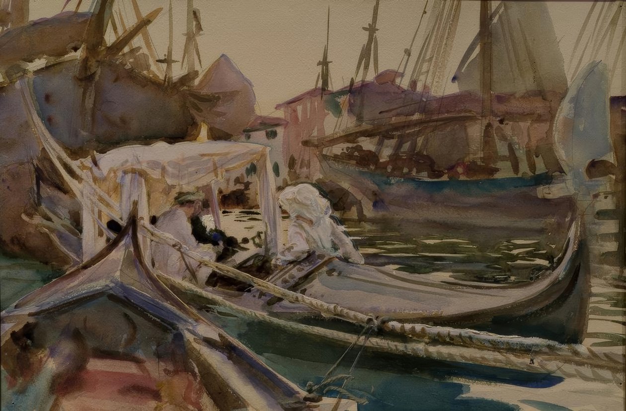 Giudecca üzerinde çizim yaparken by John Singer Sargent
