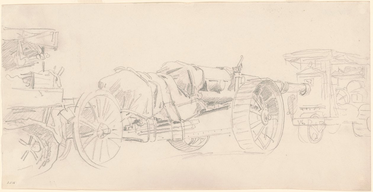 Cannon Trailers, Fransa, 1918. by John Singer Sargent