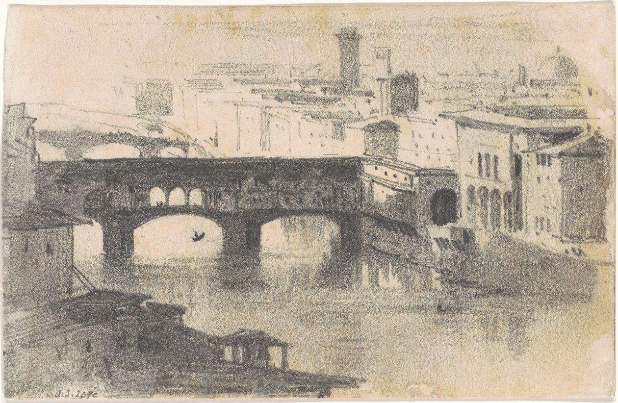 Ponte Vecchio, Floransa [recto], 1870-1872. by John Singer Sargent