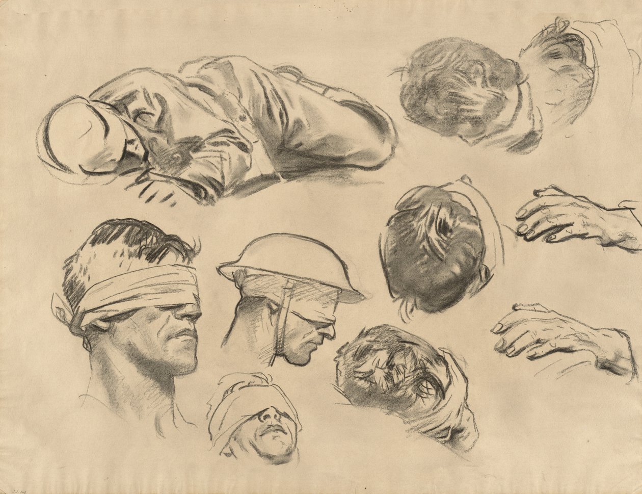 Gassed, 1918-1919 için Çalışmalar. by John Singer Sargent
