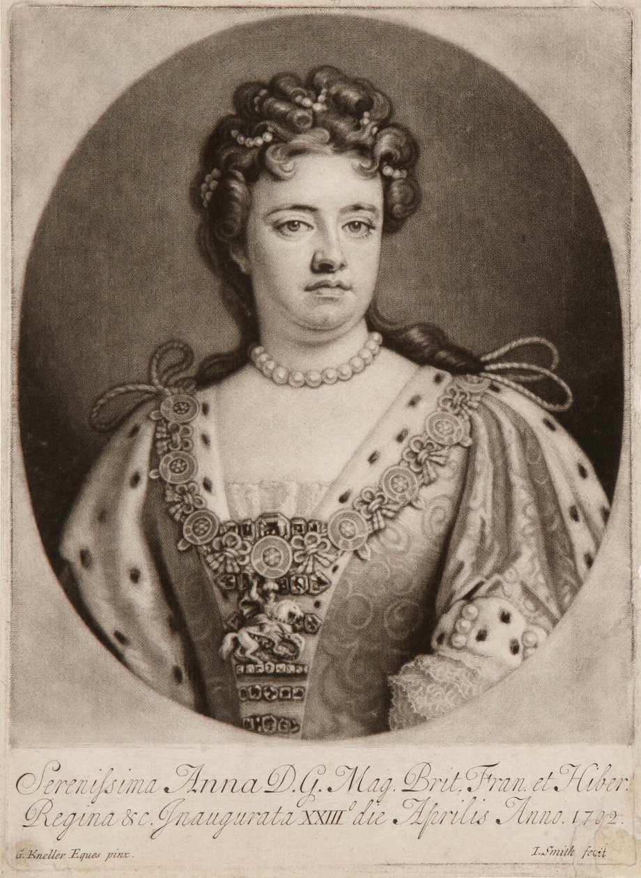 Kraliçe Anne (mezzotint) by John Smith