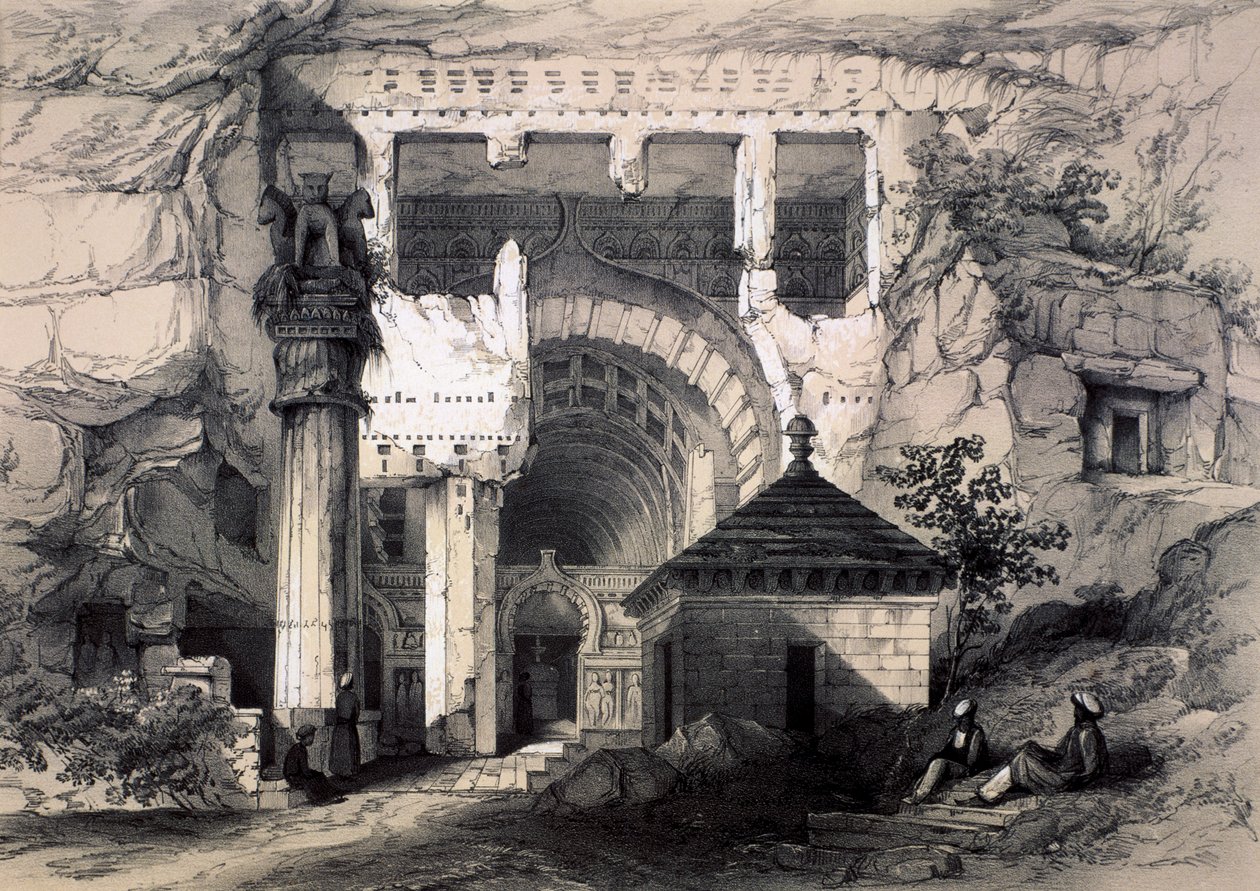Karli, Büyük Chaitya Mağarası Girişi, 1845. by John Weale
