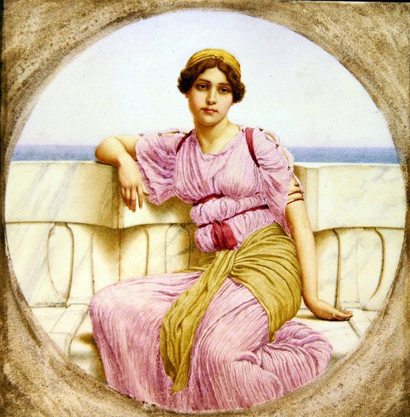 Yansımalar, 1918 (kağıt üzerinde wc) by John William Godward