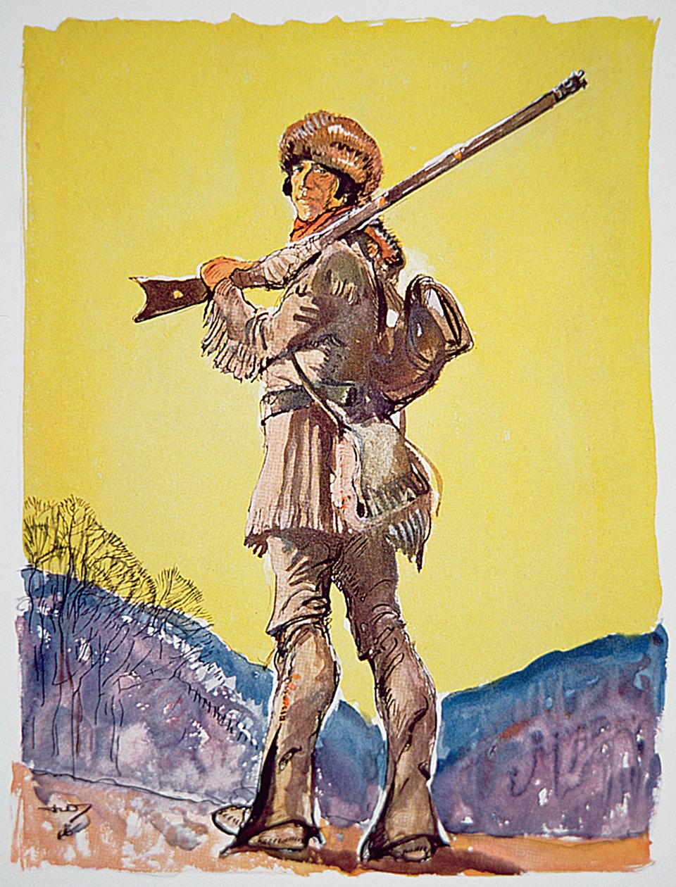 Davy Crockett (renkli taş) by John William Jr. Thomason