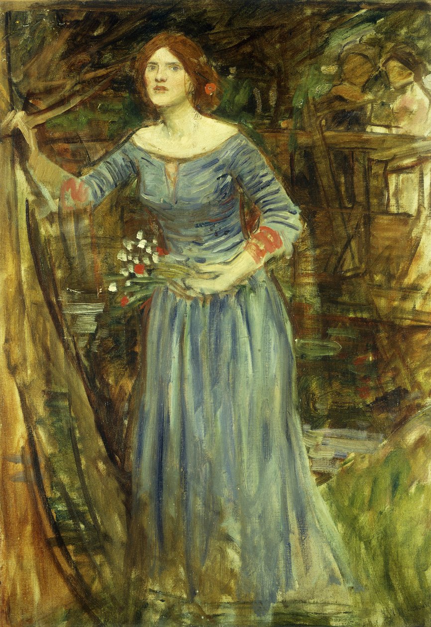 Ophelia için çalışma by John William Waterhouse