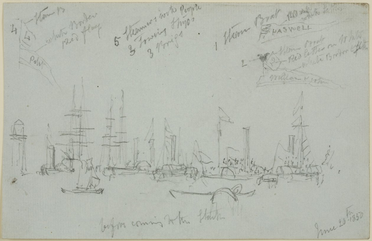 Liman Sahnesi (kağıt üzerine kurşun kalem (gri)) by John Wilson Carmichael