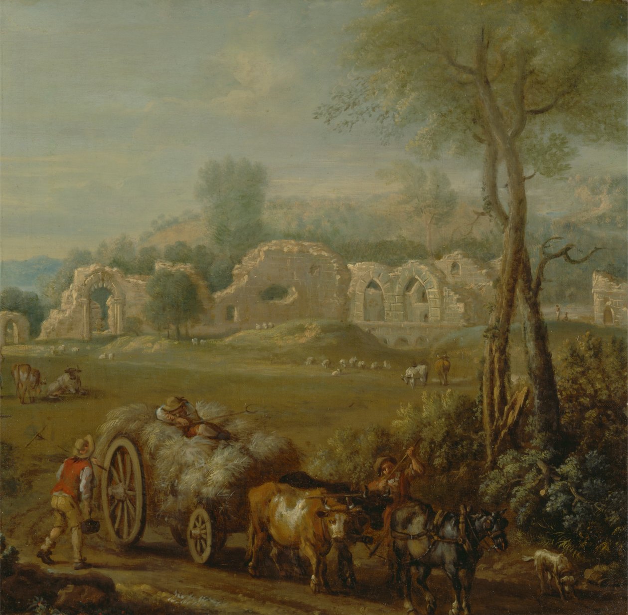 Haycart Harabe Bir Manastırın Yanından Geçerken by John Wootton