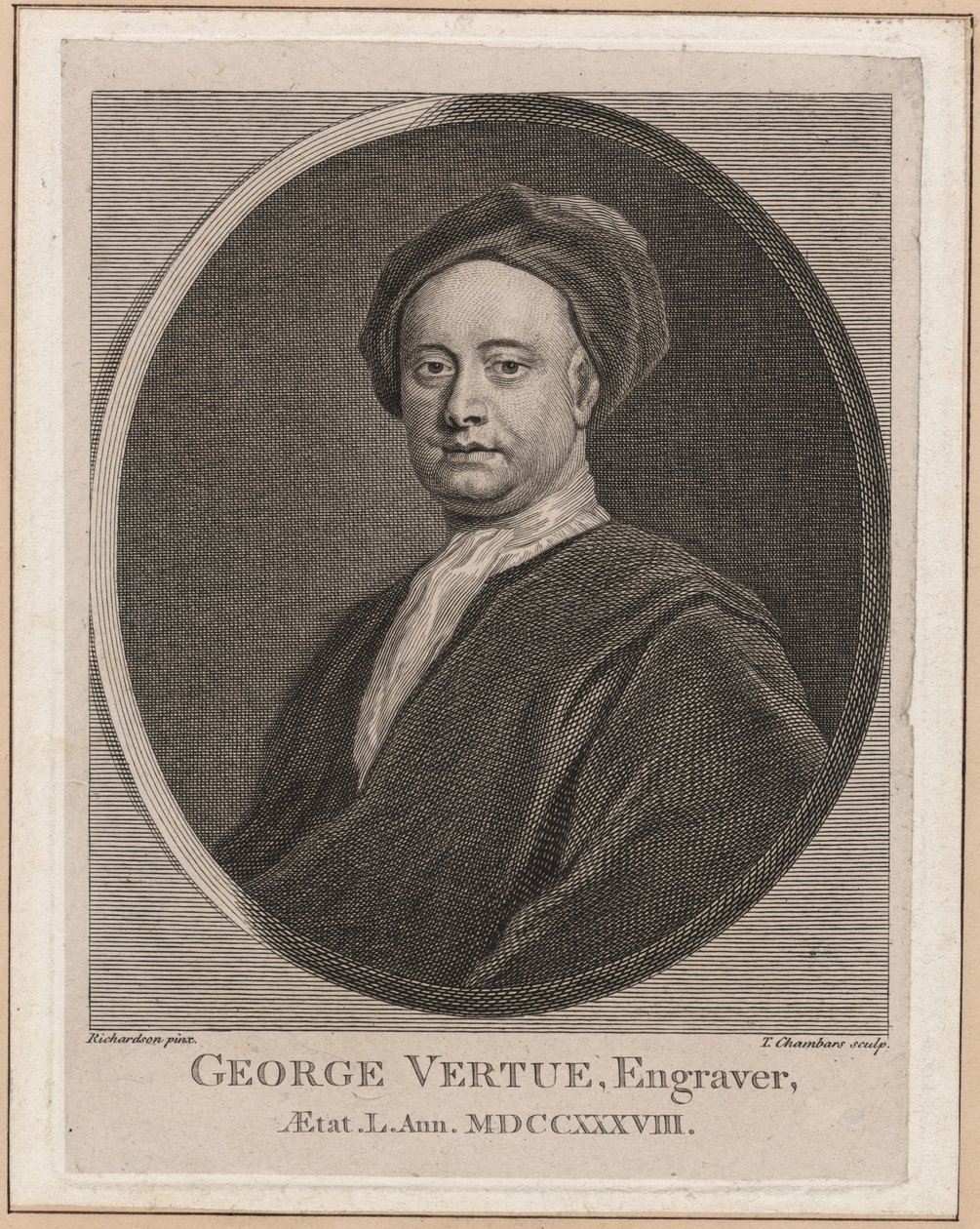 George Vertue, Thomas Chambars (1724-89), c.1762 tarafından oyulmuş by Jonathan Richardson