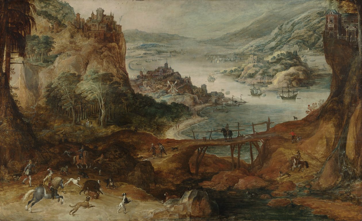 Domuz Avı ile Nehir Manzarası by Joos de Momper (II)