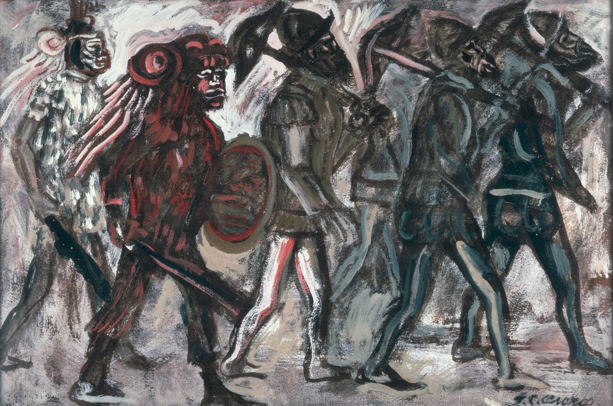 Teules, c.1945 (kağıt üzerinde guaj) by José Clemente Orozco