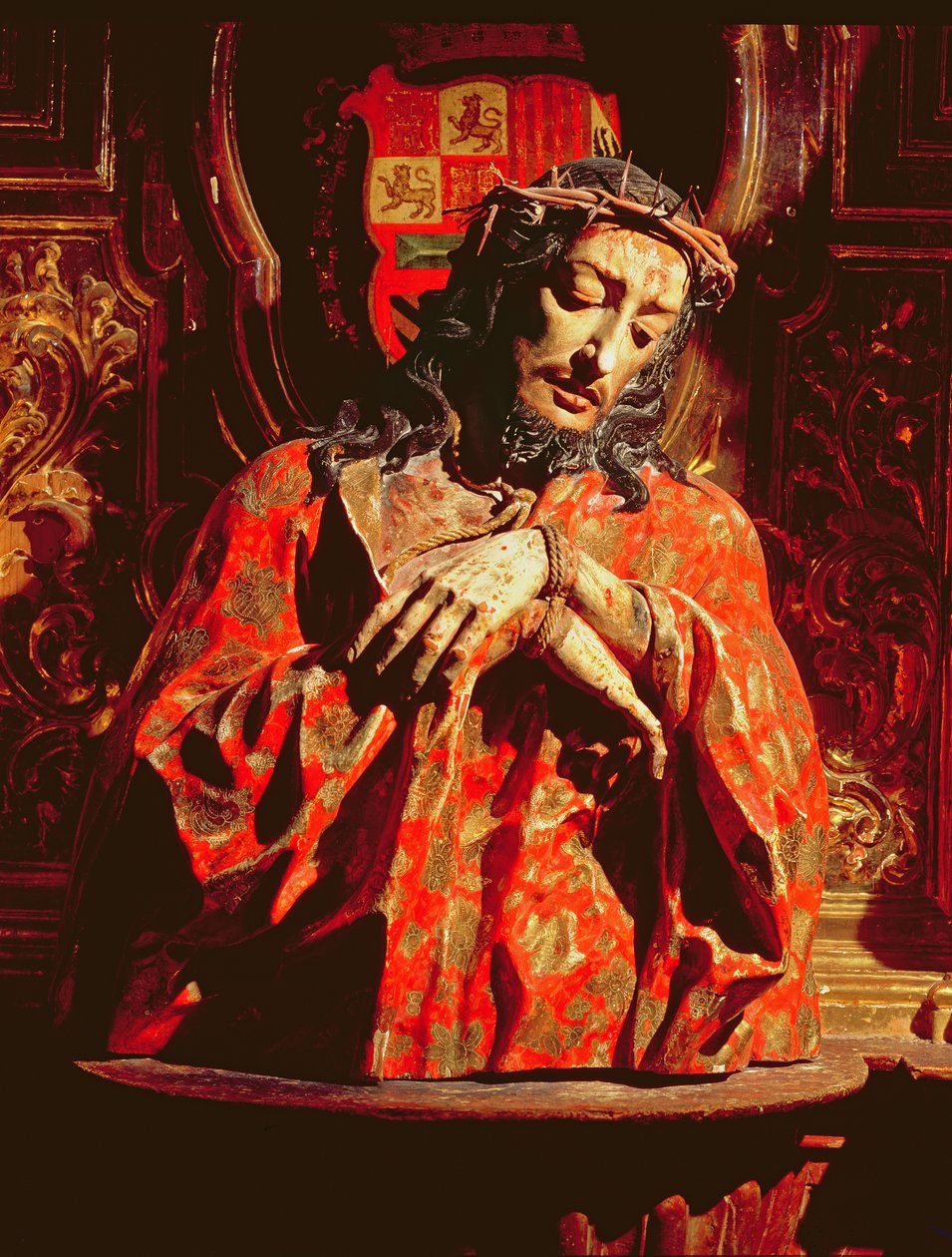 Ecce Homo (çok renkli ahşap) by José de Mora