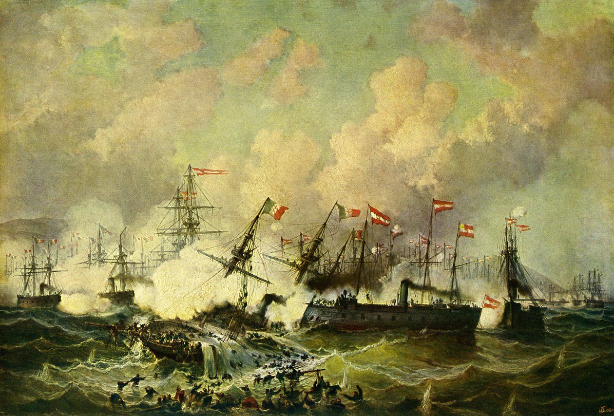 The sea battle at Lissa, 20 July 1866 by Josef Karl Berthold Puttner