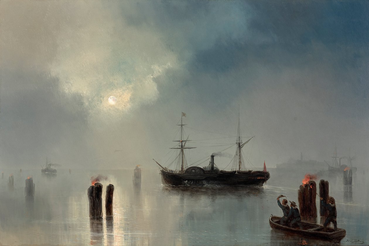 Gölde gece sürüşü by Josef Carl Berthold Püttner