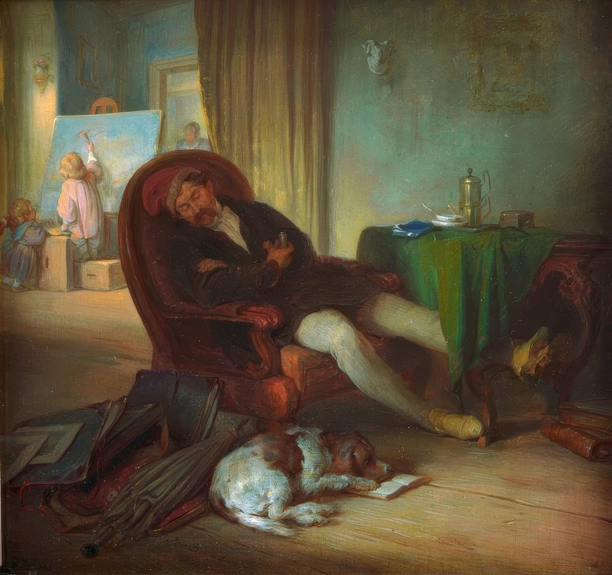 uyuyan ressam by Josef Danhauser
