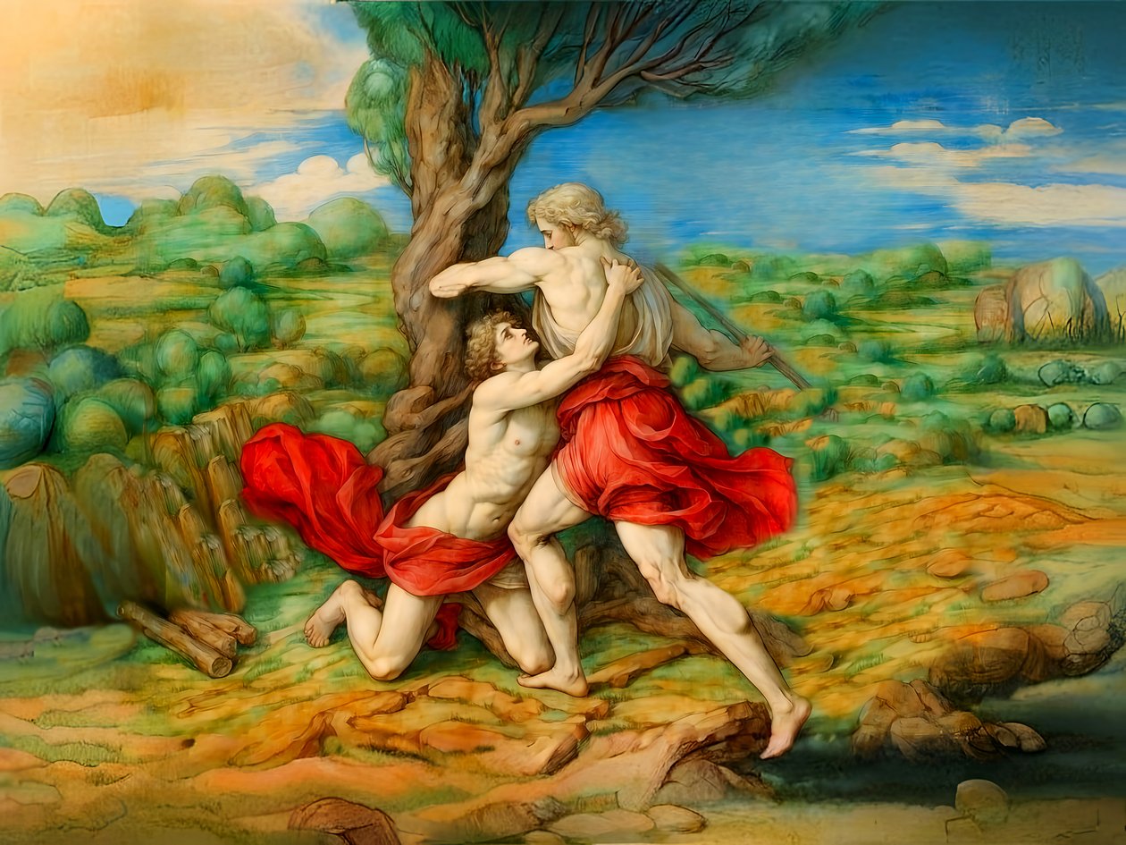 A1_Genesis_13-Kabil Habil#39;i Öldürür by Josef Johann Michel