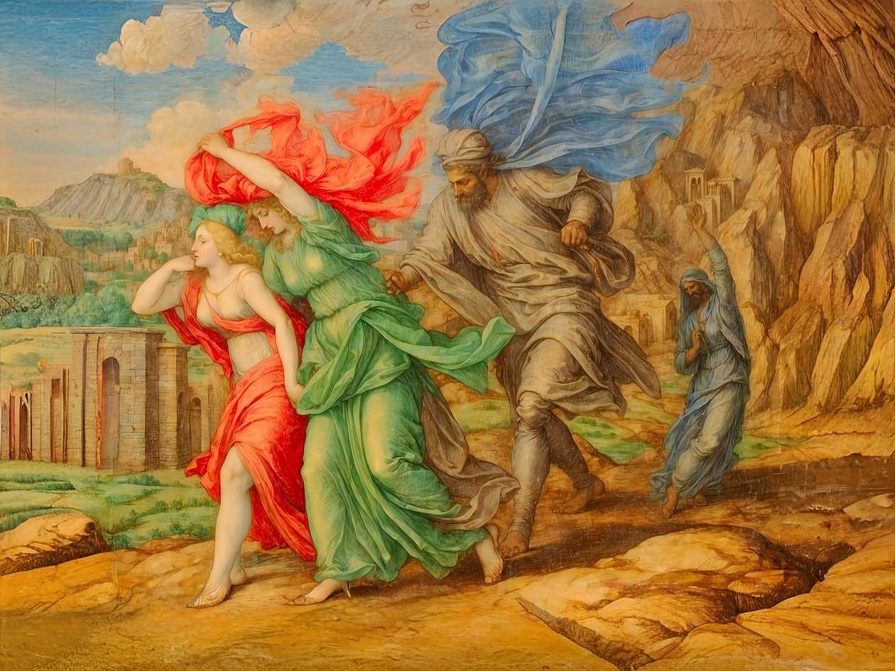 A1_Genesis_26-Sodom ve Gomorra#39;dan Kaçmak by Josef Johann Michel