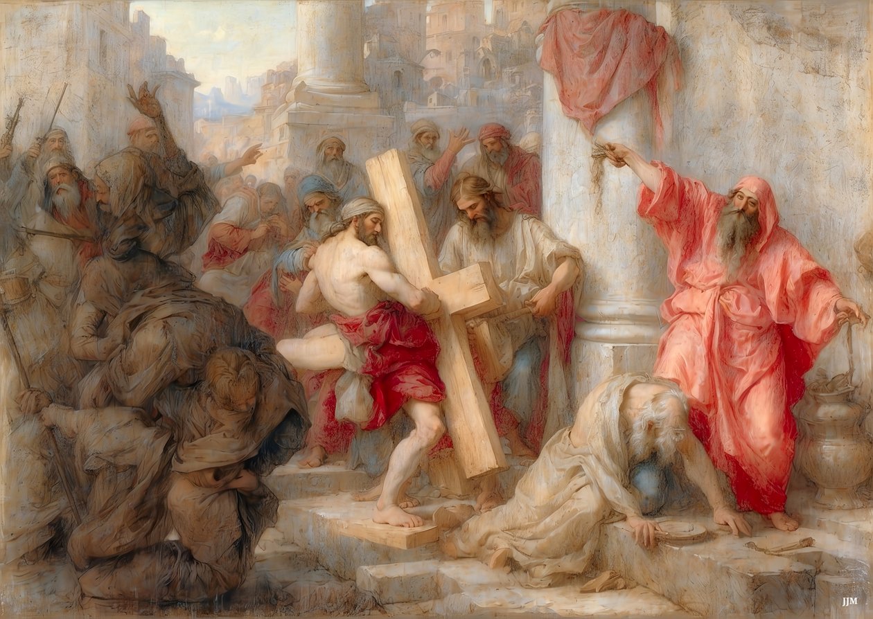 Jesus_Kudüs#39;te çarmıhı taşıyor _01 by Josef Johann Michel