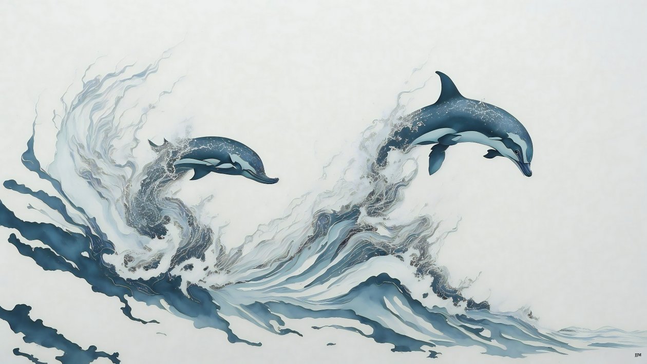 mürekkep boyama: Dolphin_02 by Josef Johann Michel